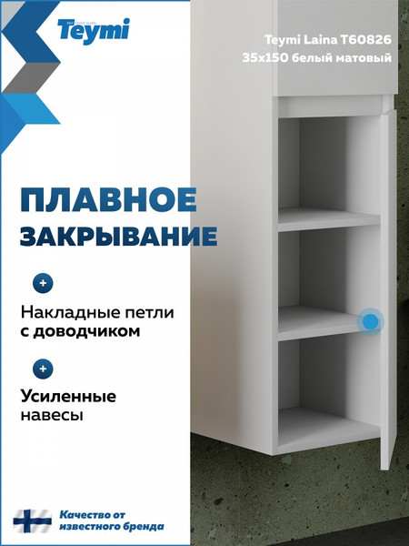 Шкаф-пенал для ванной Teymi Laina 35 / T60826