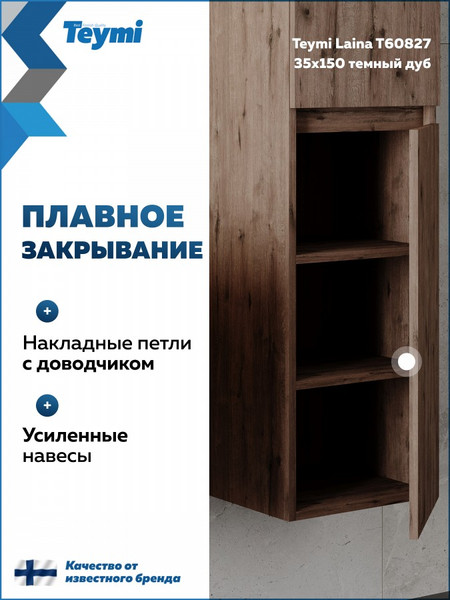 Шкаф-пенал для ванной Teymi Laina 35 / T60827