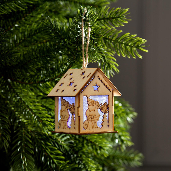 Елочная игрушка Luazon Lighting Домик с Дедом Морозом / 6117280