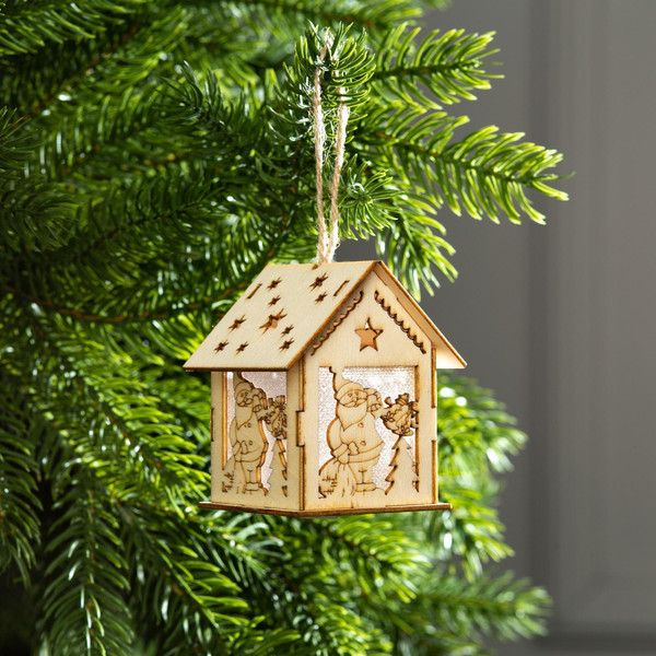 Елочная игрушка Luazon Lighting Домик с Дедом Морозом / 6117280