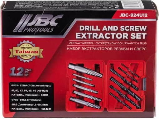 Набор экстракторов JBC Резьбы и сверл 924U12