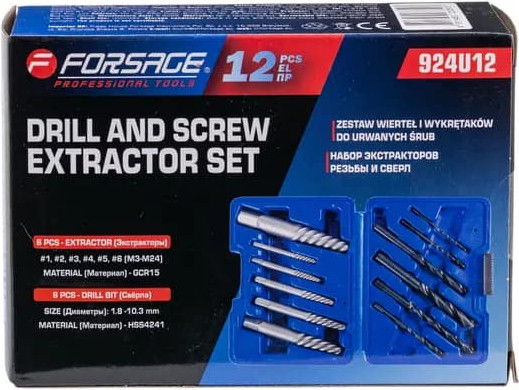 Набор экстракторов Forsage Резьбы и сверл F-924U12