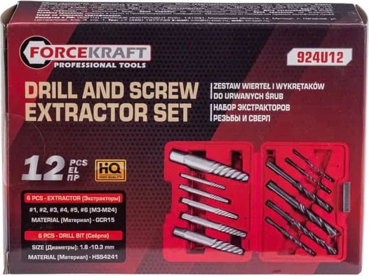 Набор экстракторов ForceKraft Резьбы и сверл FK-924U12