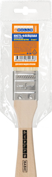 Кисть малярная 4Walls Basic Флейцевая натуральная щетина / KFNSDRB25 