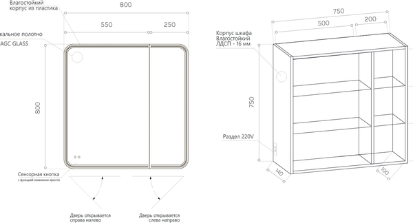Зеркало Axus Glory 80x80 Стандарт