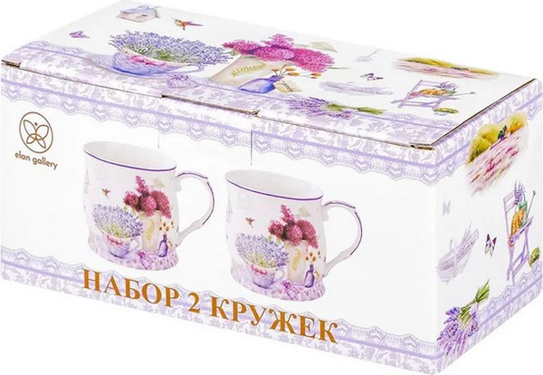 Набор кружек Elan Gallery Лаванда New Bone China / 420769