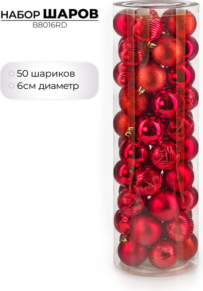 Набор шаров новогодних Ausini B8016RD