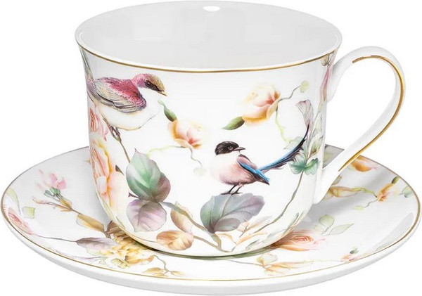 Набор для чая/кофе Elan Gallery Певчие птички New Bone China / 730864 - фото
