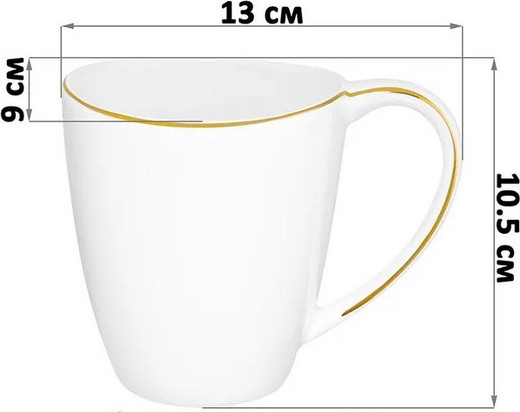 Кружка Elan Gallery Белая с золотом New Bone China / 730875