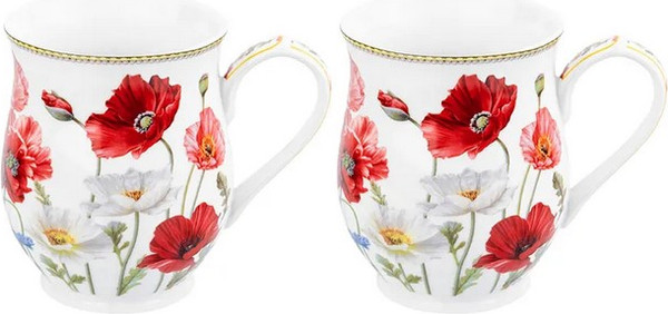 Набор кружек Elan Gallery Маки New Bone China / 420776 - фото