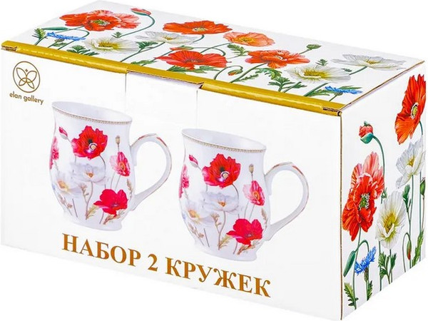 Набор кружек Elan Gallery Маки New Bone China / 420776