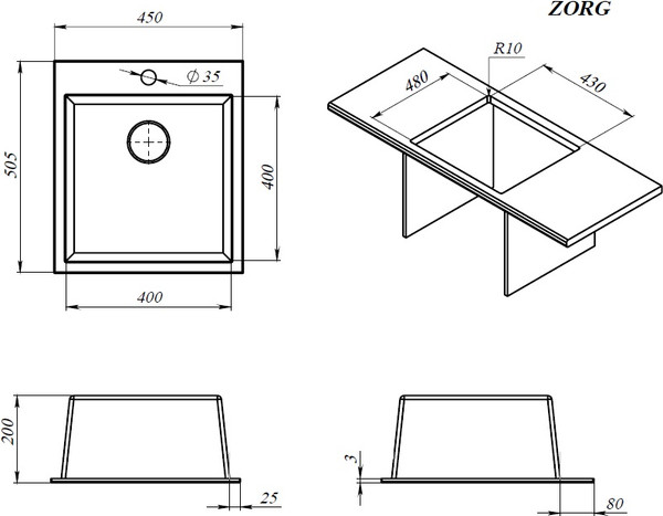 Мойка кухонная ZORG ZRN 5045 Premium Satin