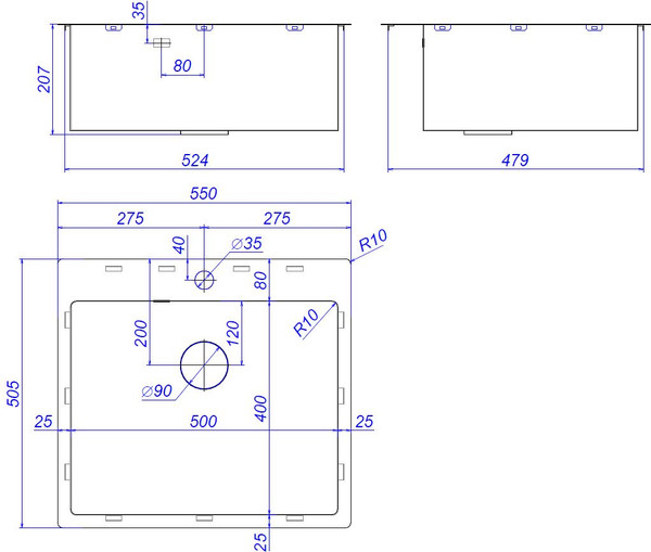 Мойка кухонная ZORG ZRN 5055 Premium Satin