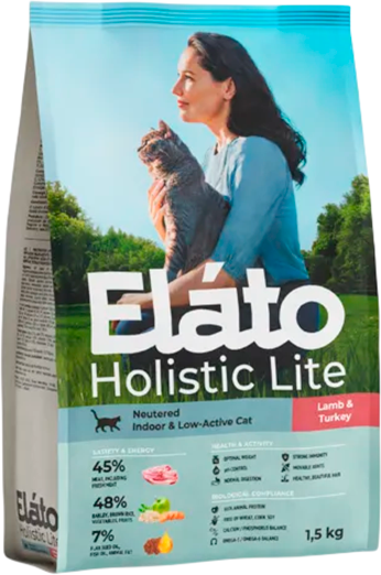 Сухой корм для кошек Elato Holistic Lite Для стерилизованных кошек с ягненком и индейкой - фото