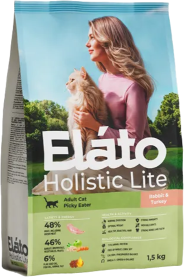 Сухой корм для кошек Elato Holistic Lite Для привередливых кошек с кроликом и индейкой - фото