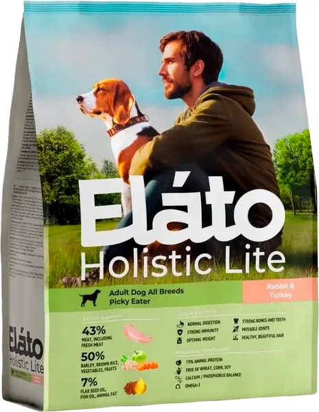 Сухой корм для собак Elato Holistic Lite Для привередливых собак с кроликом и индейкой - фото