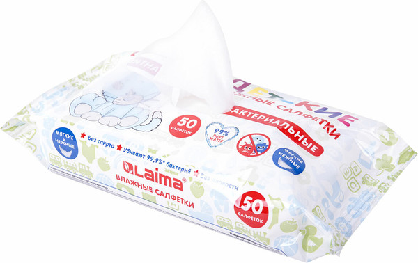 Влажные салфетки детские Laima Antibacterial Kids / 128075