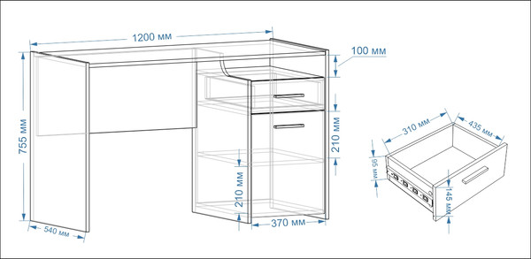 Письменный стол Евва Венеция BH-1D1S