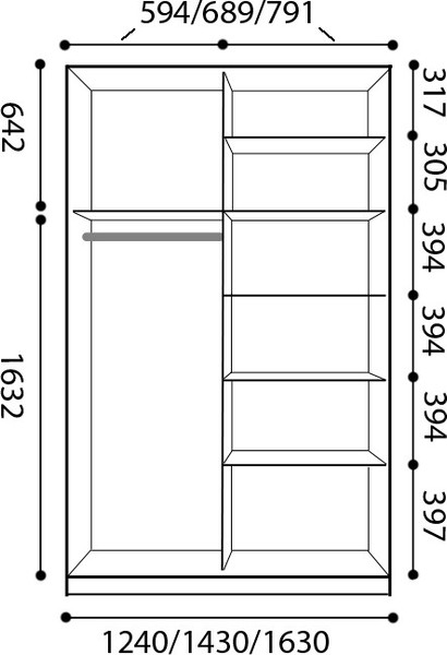 Шкаф-купе Евва АЭП ШК.2 03 124 SSG.03