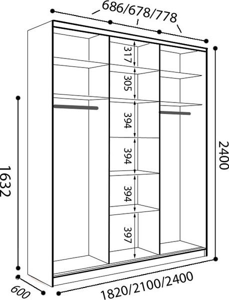 Шкаф-купе Евва АЭП ШК.3 02 21 BbBbH.03