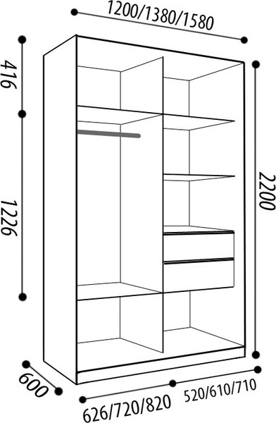 Шкаф-купе Евва АЭП ШК.2.03 120 SSH.03
