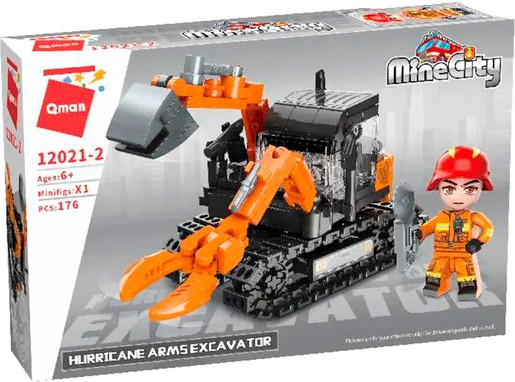 Конструктор Qman Пожарный трактор-манипулятор / 12021q/12021-2 - фото