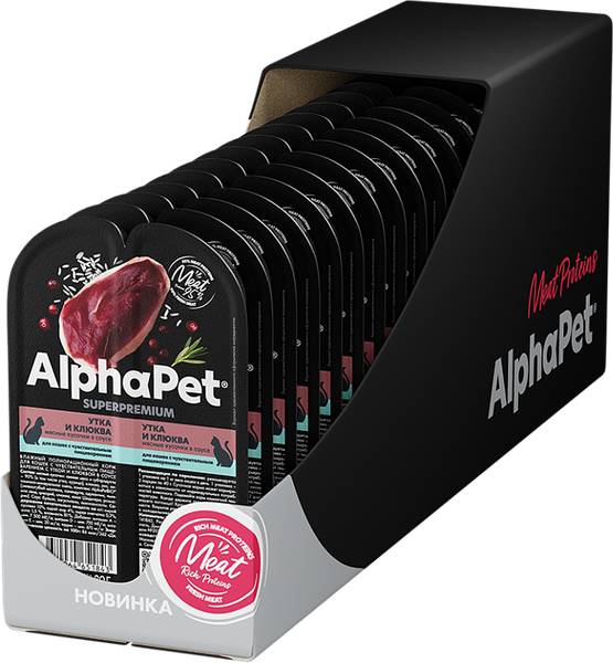 Влажный корм для кошек AlphaPet Чувств. пищеварение с уткой и клюквой в соусе - фото