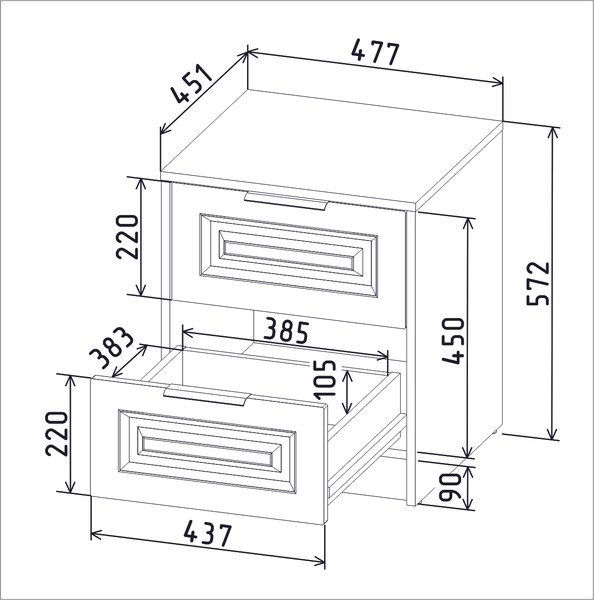 Прикроватная тумба Интерлиния Концепт КТ-ТК1-57 Деко
