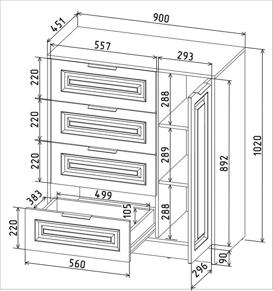 Тумба Интерлиния Концепт КТ-Т90 Деко