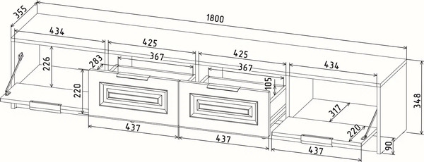 Тумба Интерлиния ТВ Концепт КТ-ТВ4-35 Деко