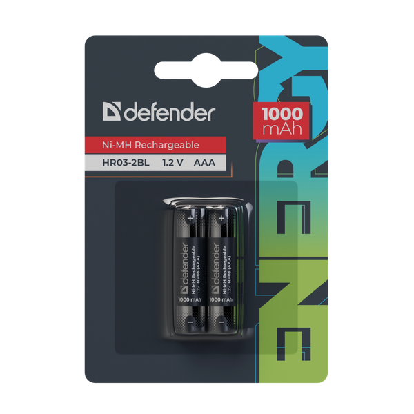 Комплект аккумуляторов Defender HR03-2BL 1000mAh ААА Ni-MH / 56511 - фото