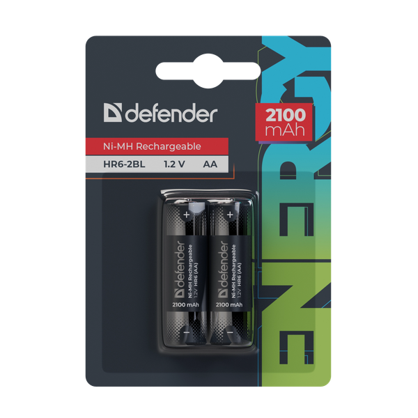 Комплект аккумуляторов Defender HR6-2BL 2100mAh АА Ni-MH / 56502 - фото