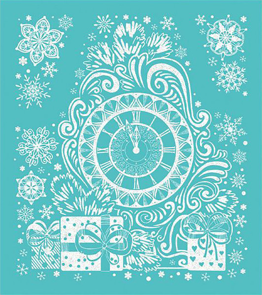 Наклейка на окно Феникс-Презент Часы ПВХ пленка с глиттером с раскраской 86027 - фото