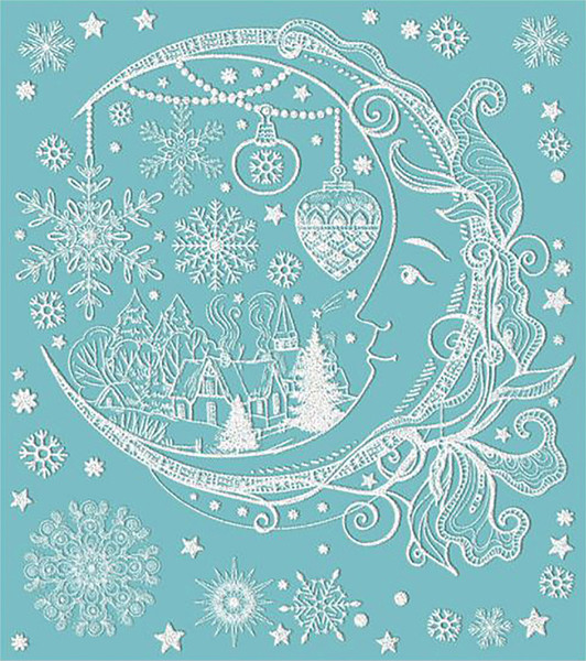 Наклейка на окно Феникс-Презент Месяц ПВХ пленка с глиттером с раскраской 86029 - фото