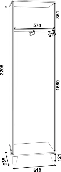 Шкаф MODULA Карпин INV01HP-1Z-618/425/2205(02)