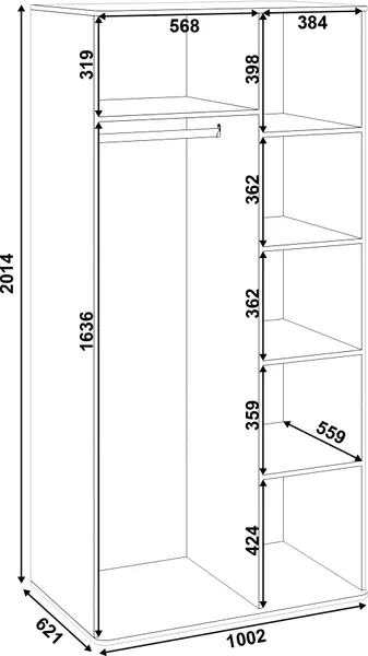 Шкаф MODULA Карпин INV01HP-2D-1002/621/2014(02)