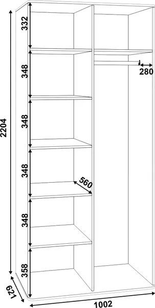 Шкаф MODULA Карпин INV01HP-2D-1002/621/2204(02)