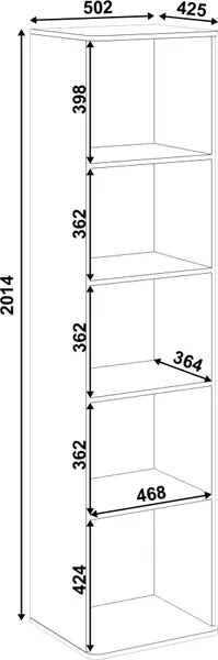 Шкаф-пенал MODULA Карпин INV01HS-1D-502/425/2014(05)