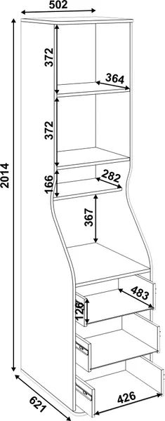 Шкаф-пенал MODULA Карпин INV01HS-1D3S-502/621/2014(05)