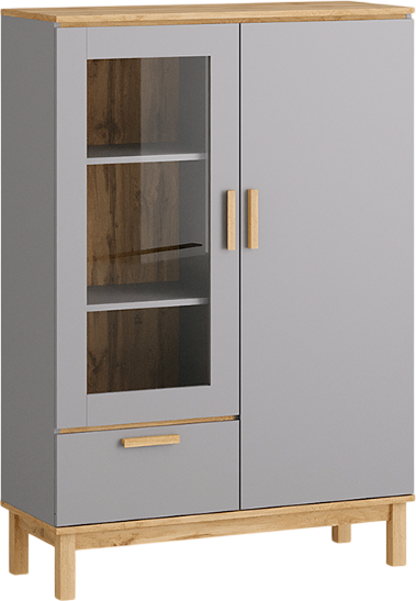 Шкаф с витриной MODULA Вирелле INV06HS-1D1V1S-1004/398/1458(21) - фото