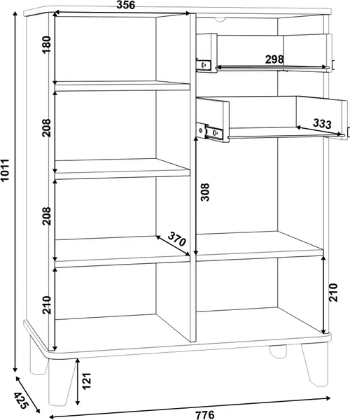 Тумба MODULA Карпин INV01T-2D2S-776/425/1011(02)
