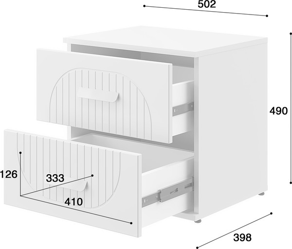 Прикроватная тумба MODULA Хелена INV02T-2S-502/398/490(18)
