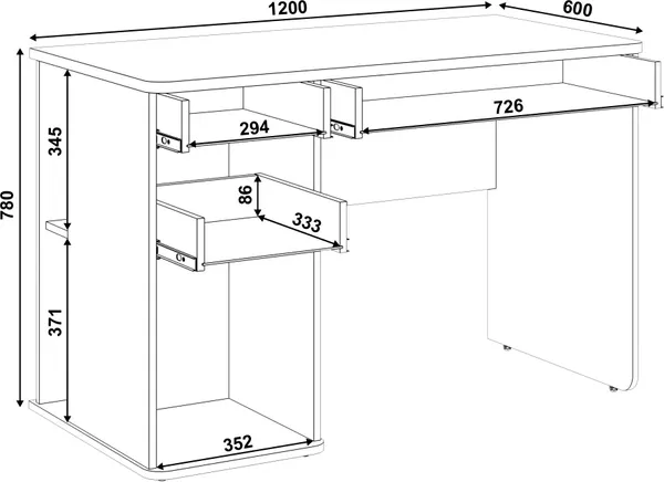 Письменный стол MODULA Карпин INV01SP-3S-1200/600/780(05)