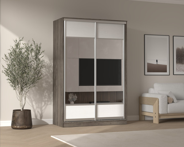 Шкаф-купе Кортекс-мебель Сенатор ШК10 геометрия с зеркалом