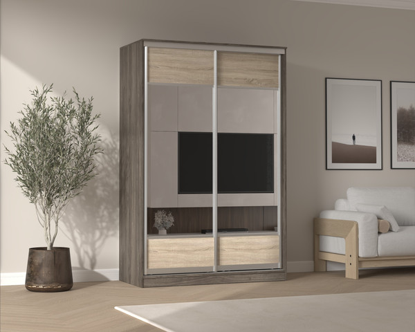 Шкаф-купе Кортекс-мебель Сенатор ШК10 геометрия с зеркалом