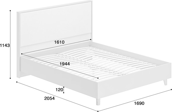 Двуспальная кровать MODULA Хелена INV02K-1690/2083/1143(17)