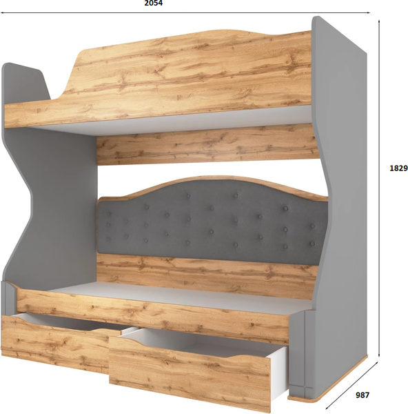 Двухъярусная кровать MODULA Карпин INV01KMW-2SR-2054/987/1829(06)