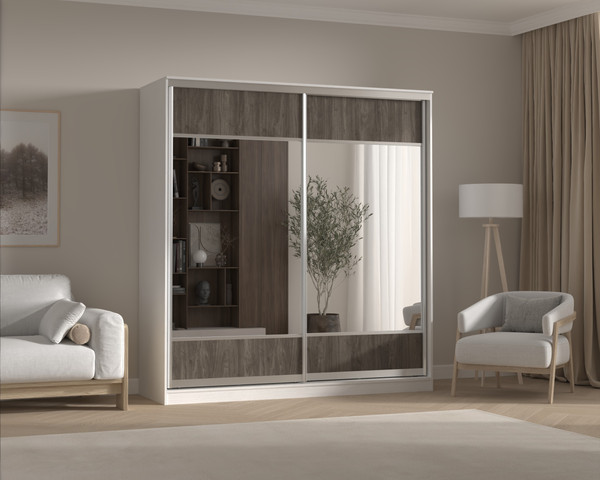 Шкаф-купе Кортекс-мебель Сенатор ШК12 геометрия с зеркалом