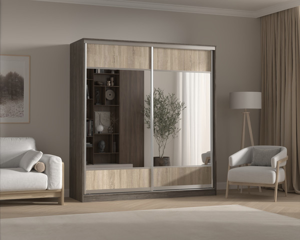 Шкаф-купе Кортекс-мебель Сенатор ШК12 геометрия с зеркалом