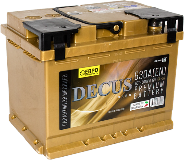 Автомобильный аккумулятор DECUS 60 Ah (0) 630A L2 6CT-60 / 060 255 K11 D - фото